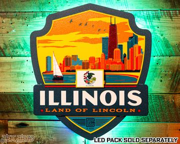 Illinois State Badge 3D Metal Wall Art