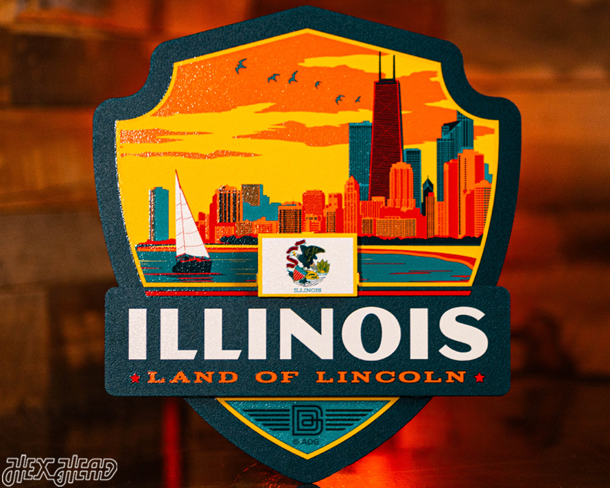 Illinois State Badge 3D Metal Wall Art