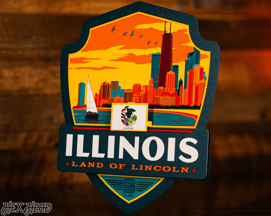 Illinois State Badge 3D Metal Wall Art