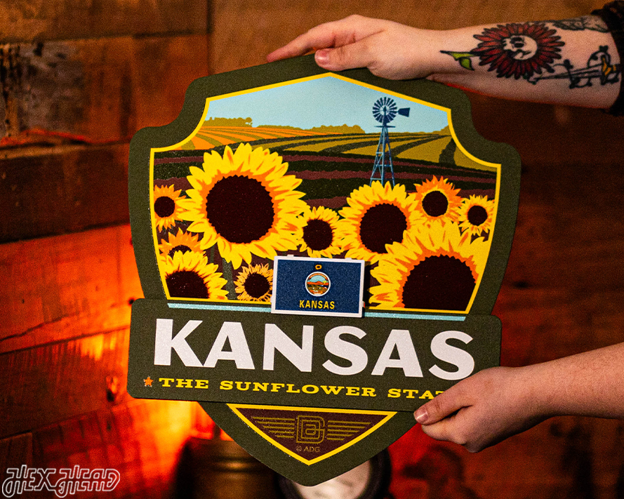 Kansas State Badge 3D Metal Wall Art