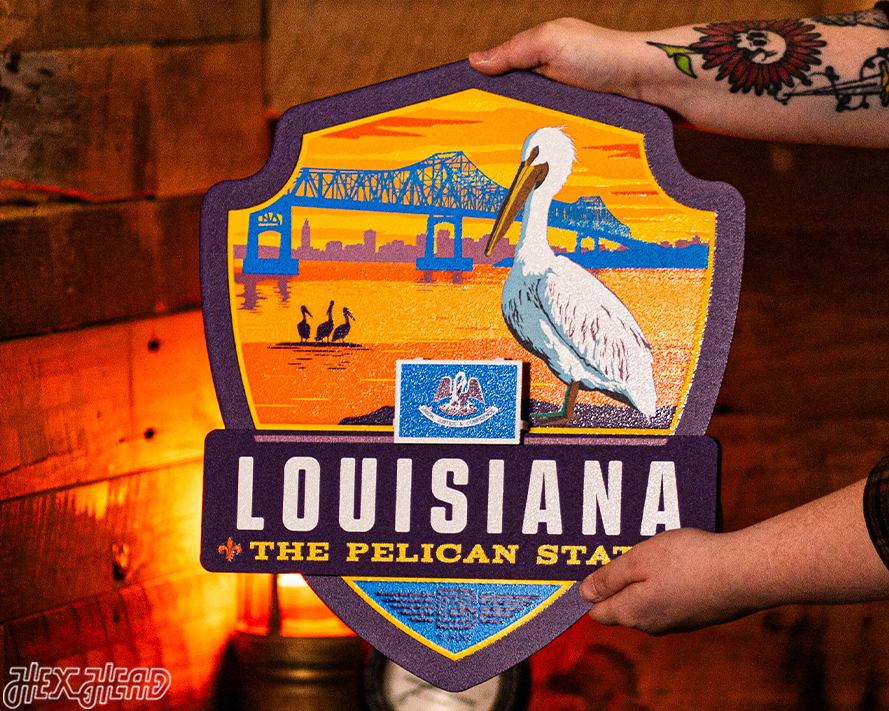 Louisiana State Badge 3D Metal Wall Art