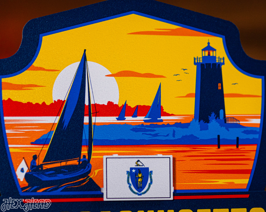 Massachusetts State Badge 3D Metal Wall Art