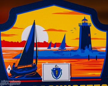 Massachusetts State Badge 3D Metal Wall Art