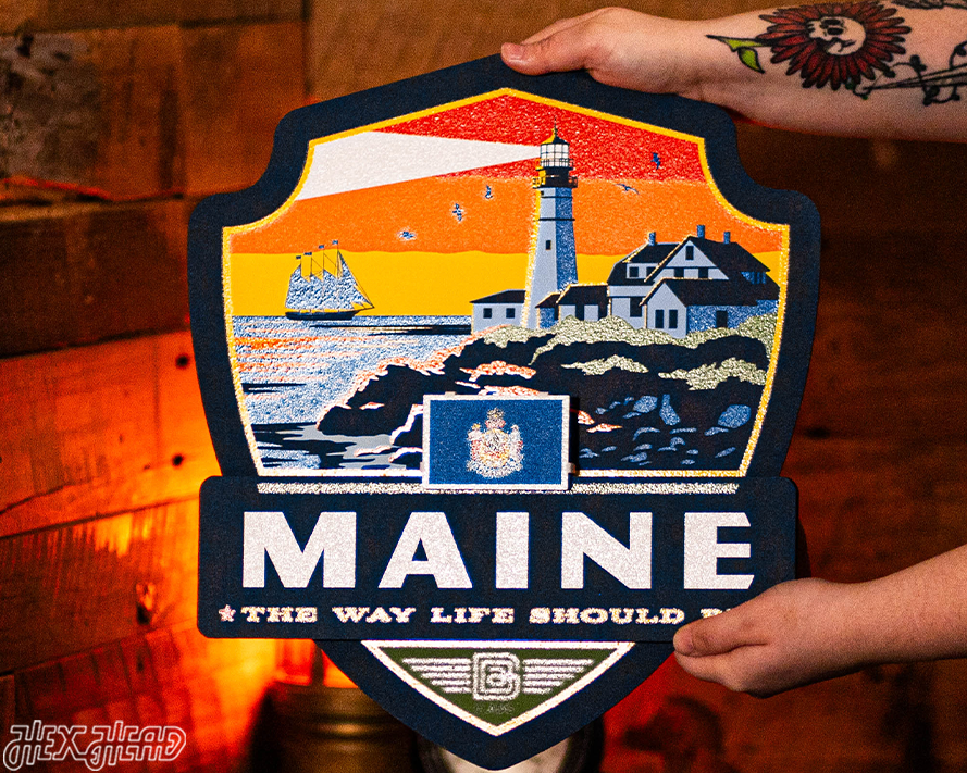 Maine State Badge 3D Metal Wall Art