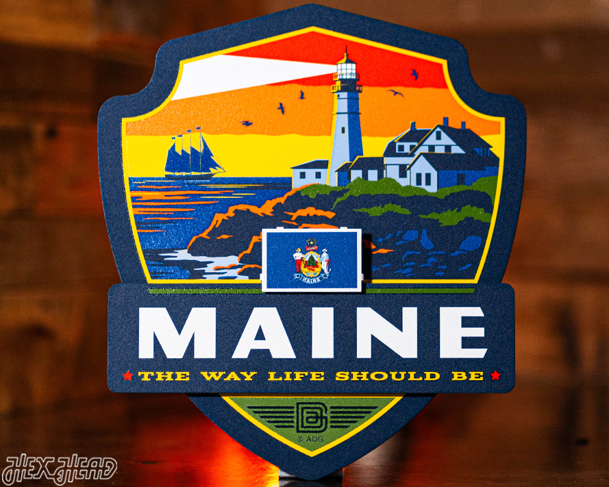 Maine State Badge 3D Metal Wall Art