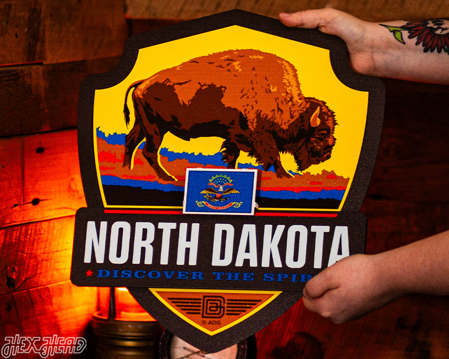 North Dakota State Badge 3D Metal Wall Art