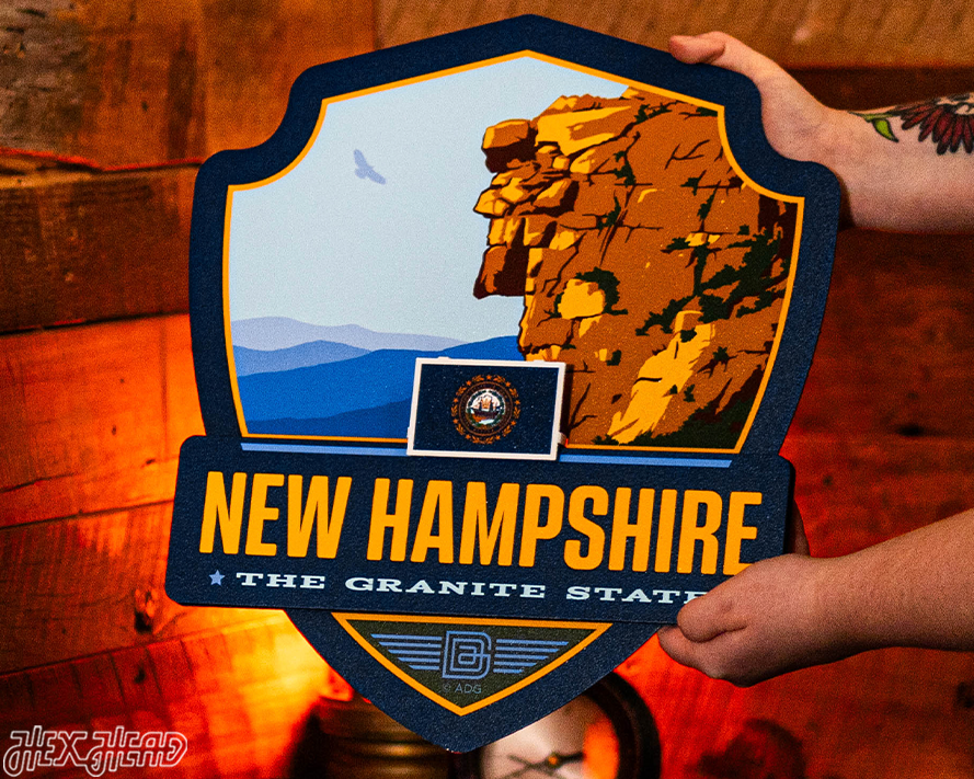 New Hampshire State Badge 3D Metal Wall Art