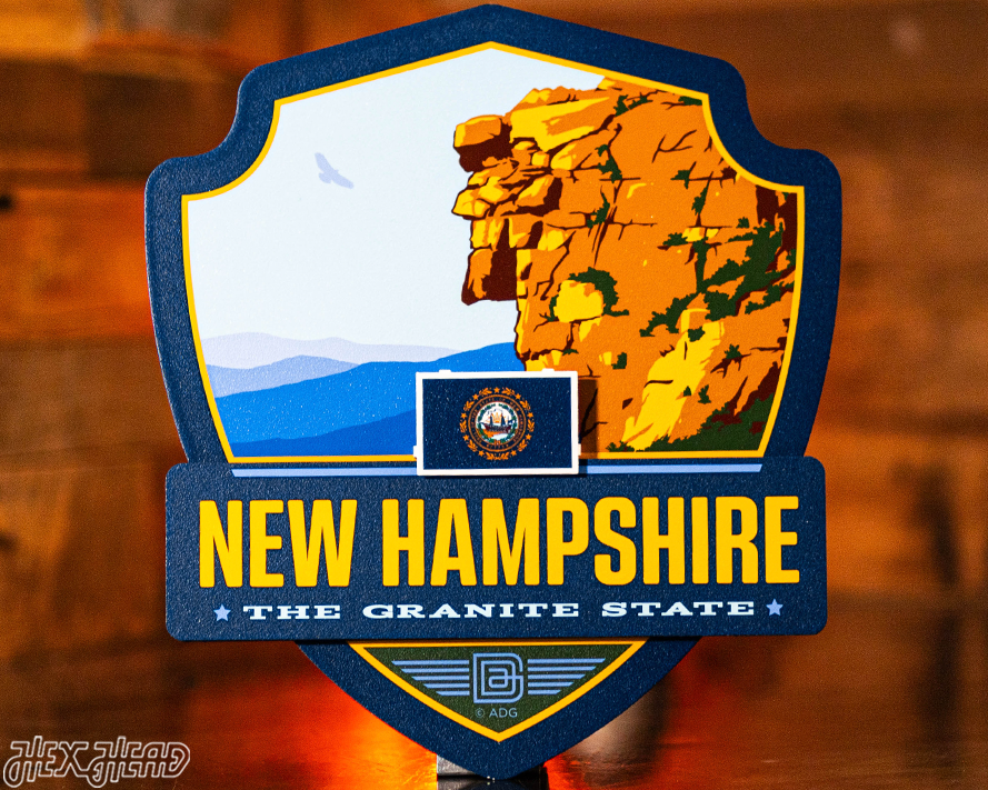 New Hampshire State Badge 3D Metal Wall Art