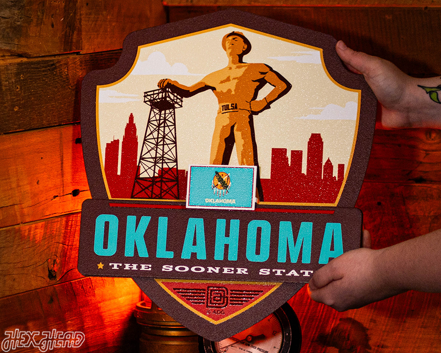 Oklahoma State Badge 3D Metal Wall Art