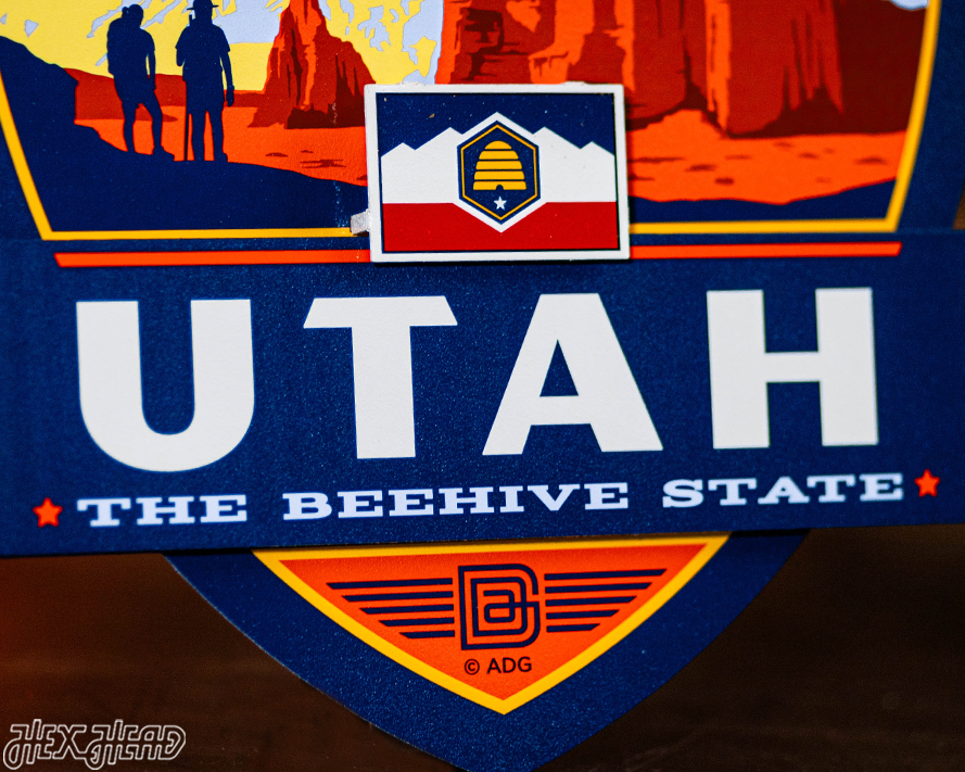 Utah State Badge 3D Metal Wall Art