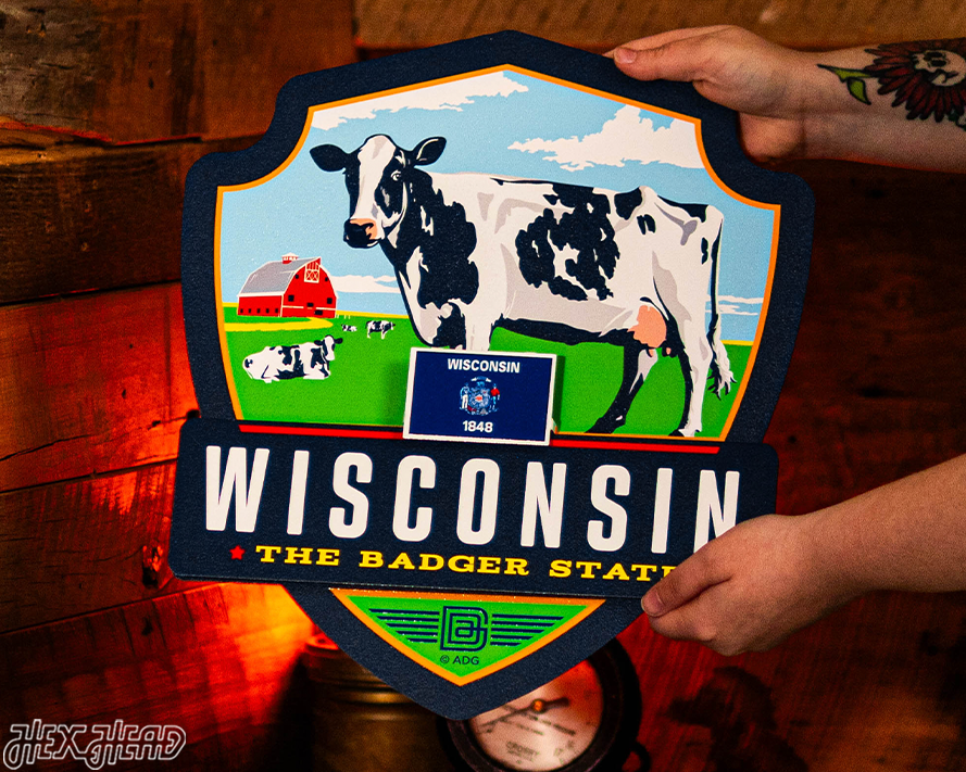 Wisconsin State Badge 3D Metal Wall Art