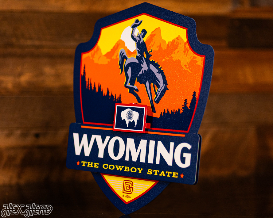 Wyoming State Badge 3D Metal Wall Art