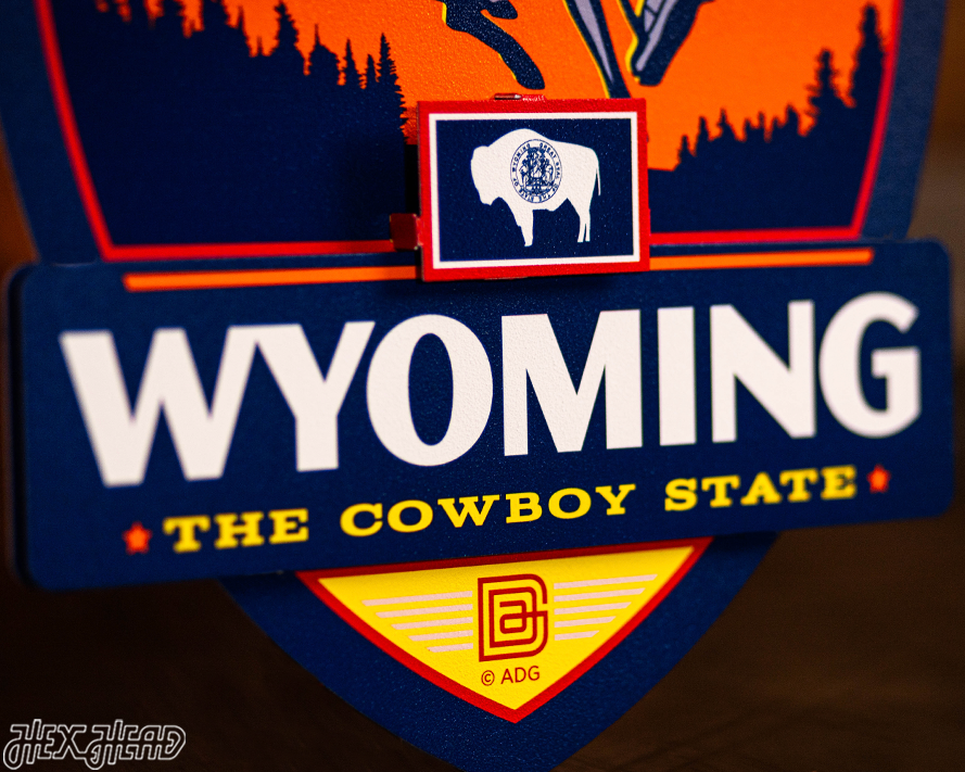 Wyoming State Badge 3D Metal Wall Art
