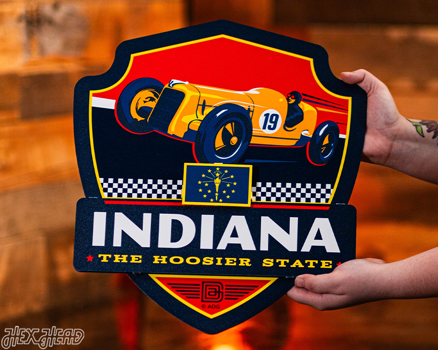 Indiana State Badge 3D Metal Wall Art