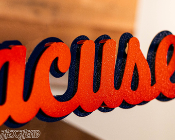 Syracuse Orange Cursive Script 3D Vintage Metal Wall Art