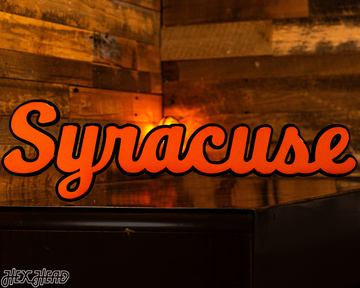 Syracuse Orange Cursive Script 3D Vintage Metal Wall Art