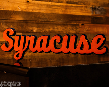 Syracuse Orange Cursive Script 3D Vintage Metal Wall Art
