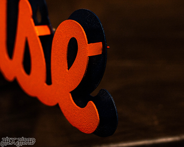 Syracuse Orange Cursive Script 3D Vintage Metal Wall Art