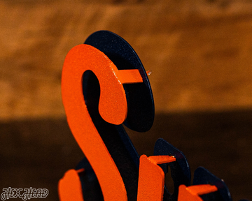 Syracuse Orange Cursive Script 3D Vintage Metal Wall Art