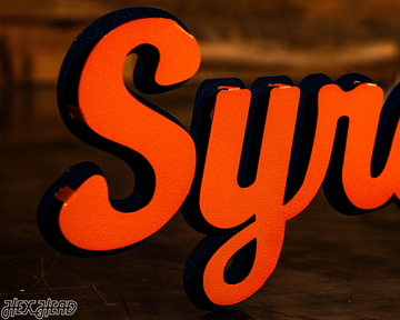 Syracuse Orange Cursive Script 3D Vintage Metal Wall Art