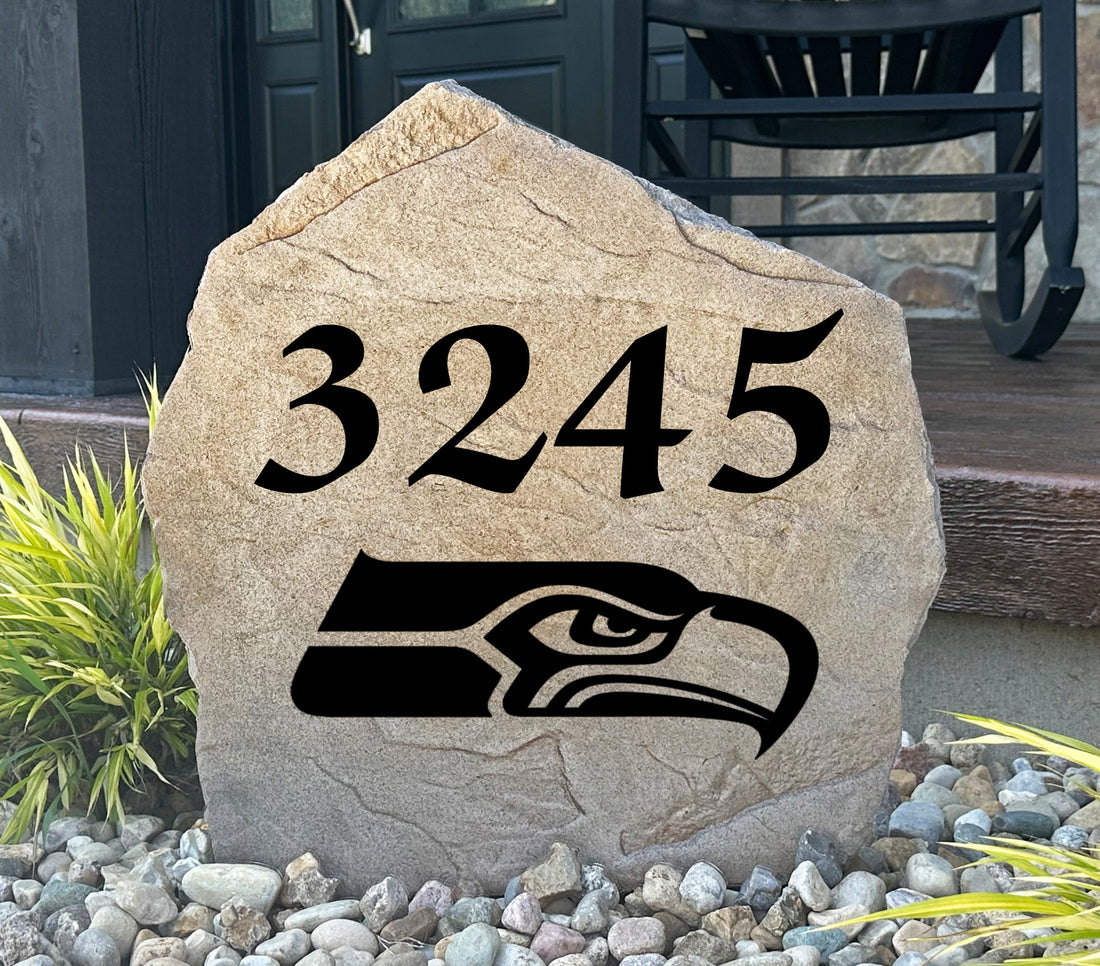 Seattle Seahawks Design-A-Stone Landscape Art Address Stone