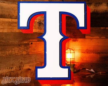 Texas Rangers 3 Layer "T" 3D Metal Wall Art