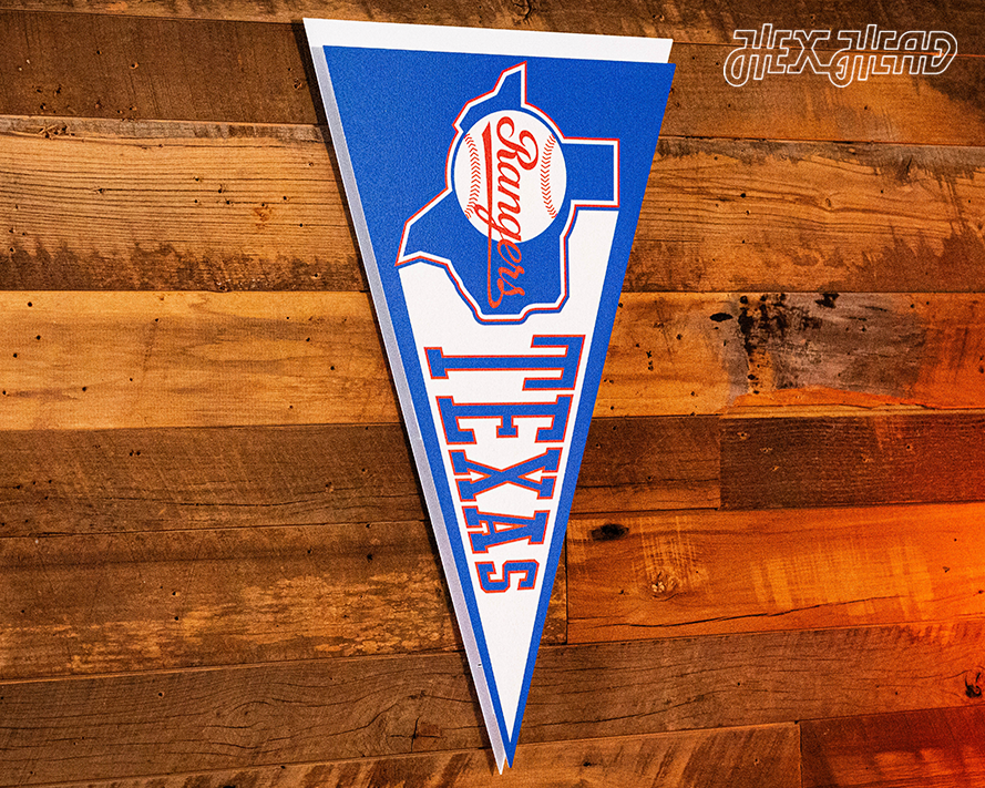 Texas Rangers "1993" 2 Layer Pennant 3D Vintage Metal Wall Art