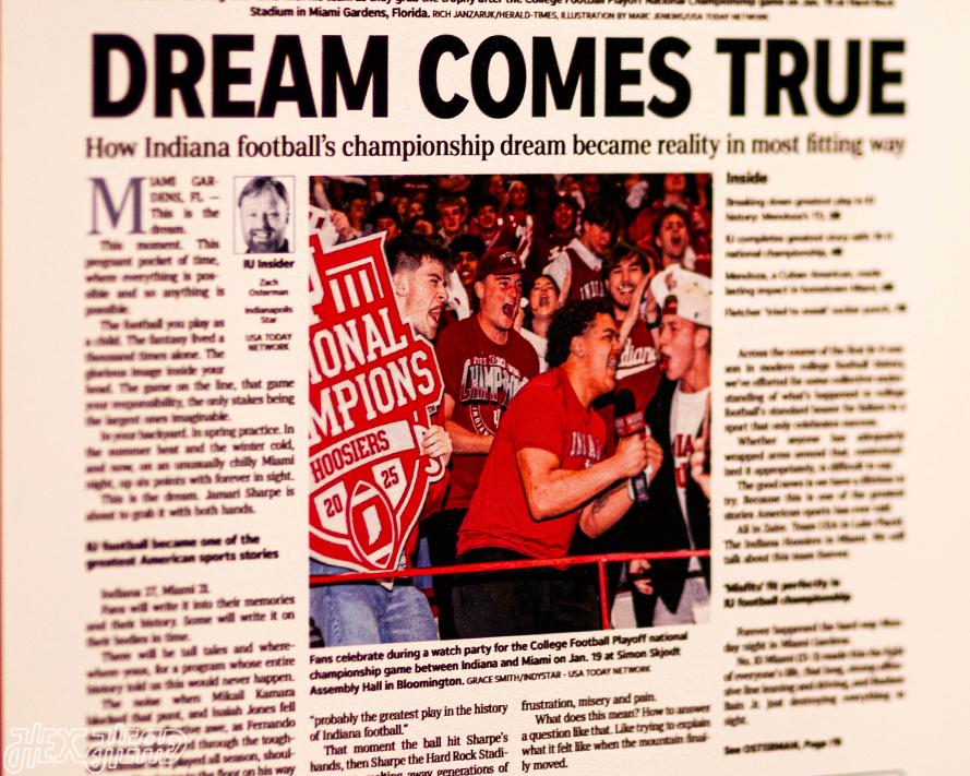 Indianapolis Star Hoosiers 2025 National Championship Sports Front Page - JAN 21, 2026