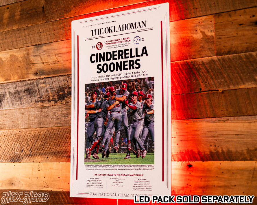 Oklahoma Sooners 2026 Baseball World Series Champions Front Page - JUNE 22, 2026 Metal Wall Art