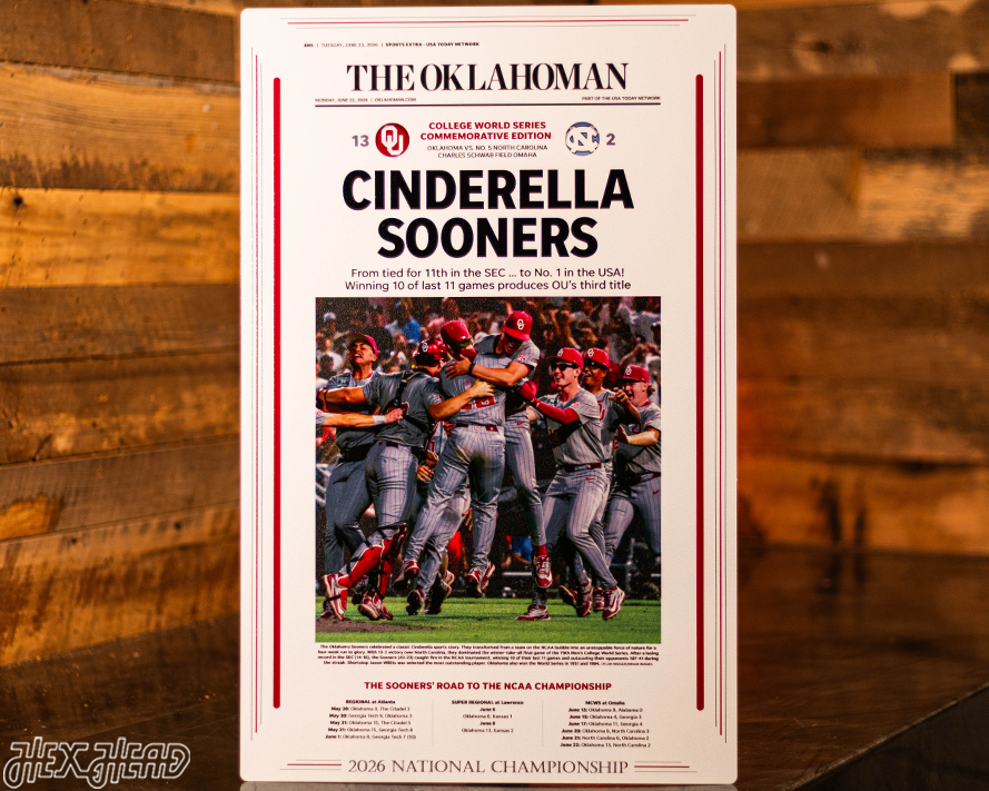 Oklahoma Sooners 2026 Baseball World Series Champions Front Page - JUNE 22, 2026 Metal Wall Art