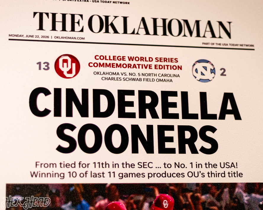 Oklahoma Sooners 2026 Baseball World Series Champions Front Page - JUNE 22, 2026 Metal Wall Art