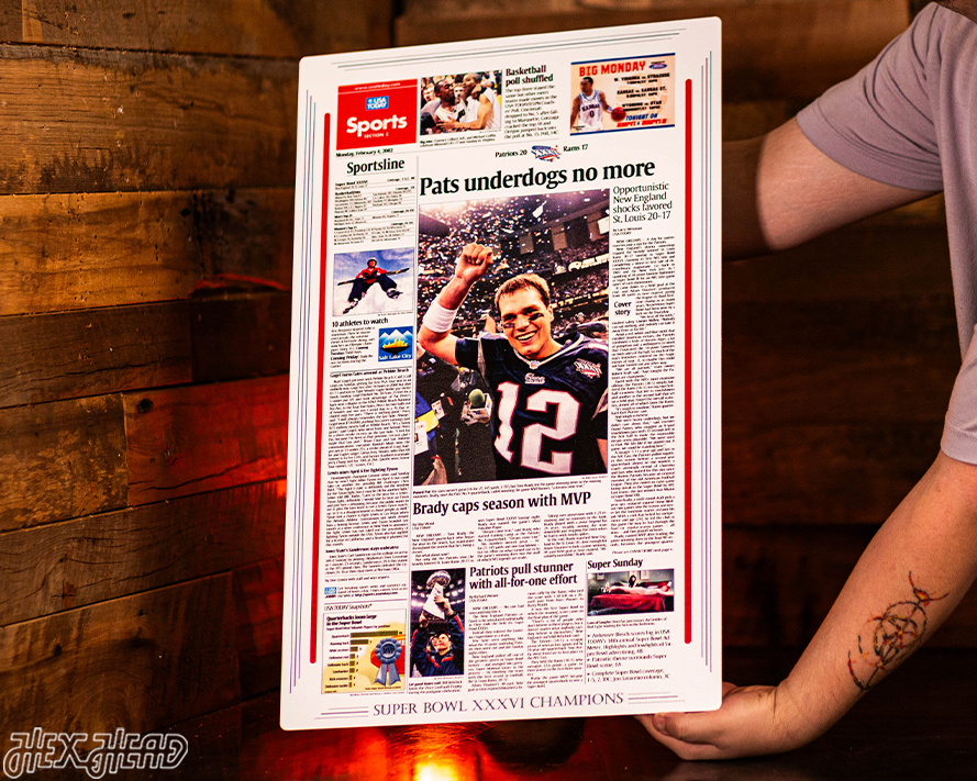 USA Today New England Patriots 2002 Super Bowl Front Page -- FEB 4, 2002