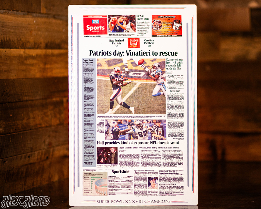 USA Today New England Patriots 2004 Super Bowl Front Page -- FEB 2, 2004