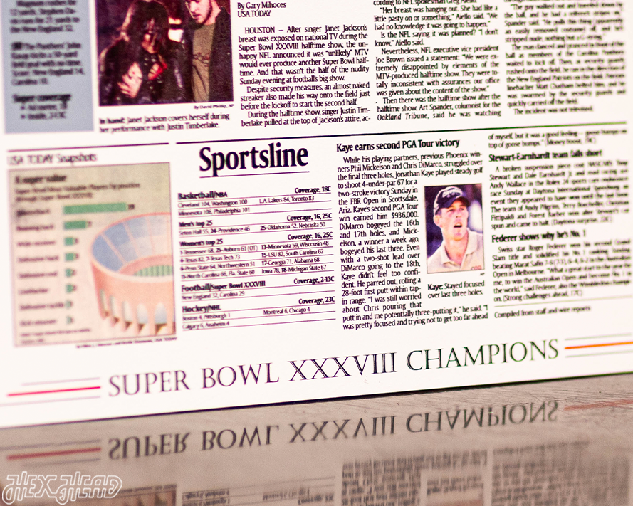 USA Today New England Patriots 2004 Super Bowl Front Page -- FEB 2, 2004