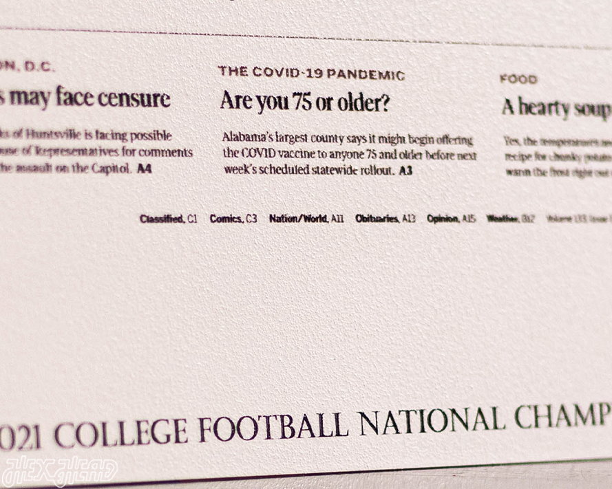 Birmingham News Crimson Tide 2021 Football National Champions Front Page - JAN 13, 2021