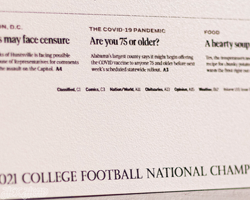 Birmingham News Crimson Tide 2021 Football National Champions Front Page - JAN 13, 2021