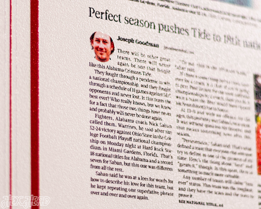 Birmingham News Crimson Tide 2021 Football National Champions Front Page - JAN 13, 2021