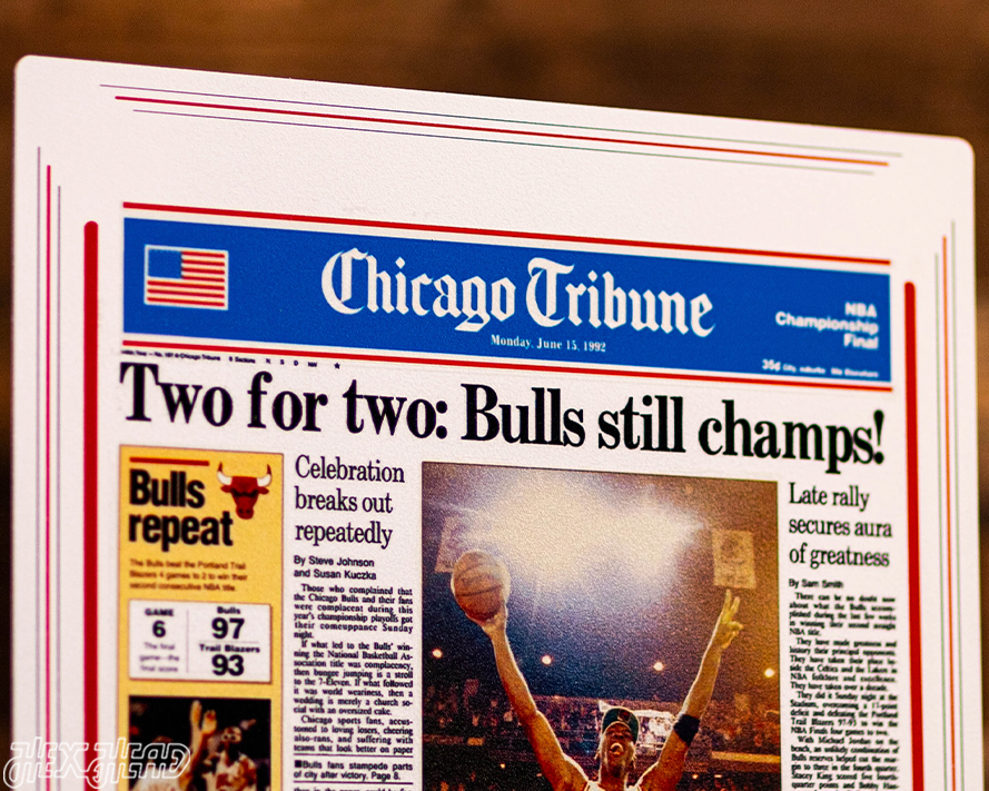 Chicago Tribune Bulls 1992 NBA FINALS Front Page - JUNE 15, 1992