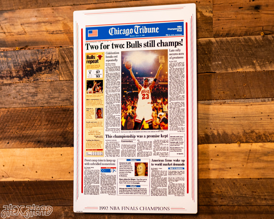 Chicago Tribune Bulls 1992 NBA FINALS Front Page - JUNE 15, 1992