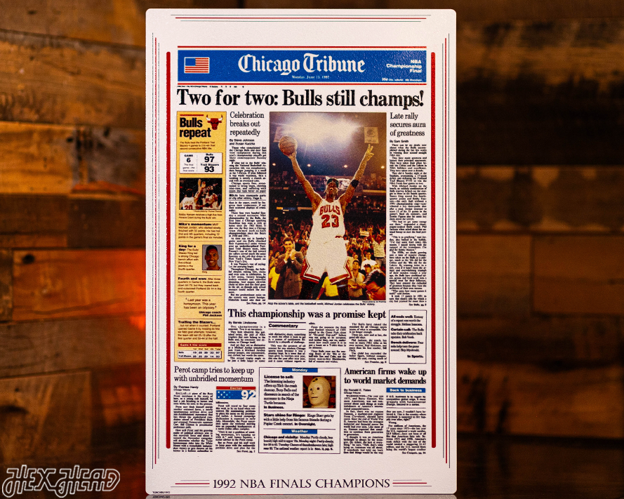 Chicago Tribune Bulls 1992 NBA FINALS Front Page - JUNE 15, 1992