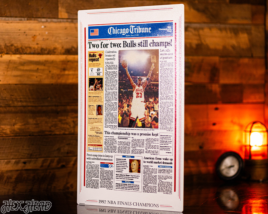 Chicago Tribune Bulls 1992 NBA FINALS Front Page - JUNE 15, 1992