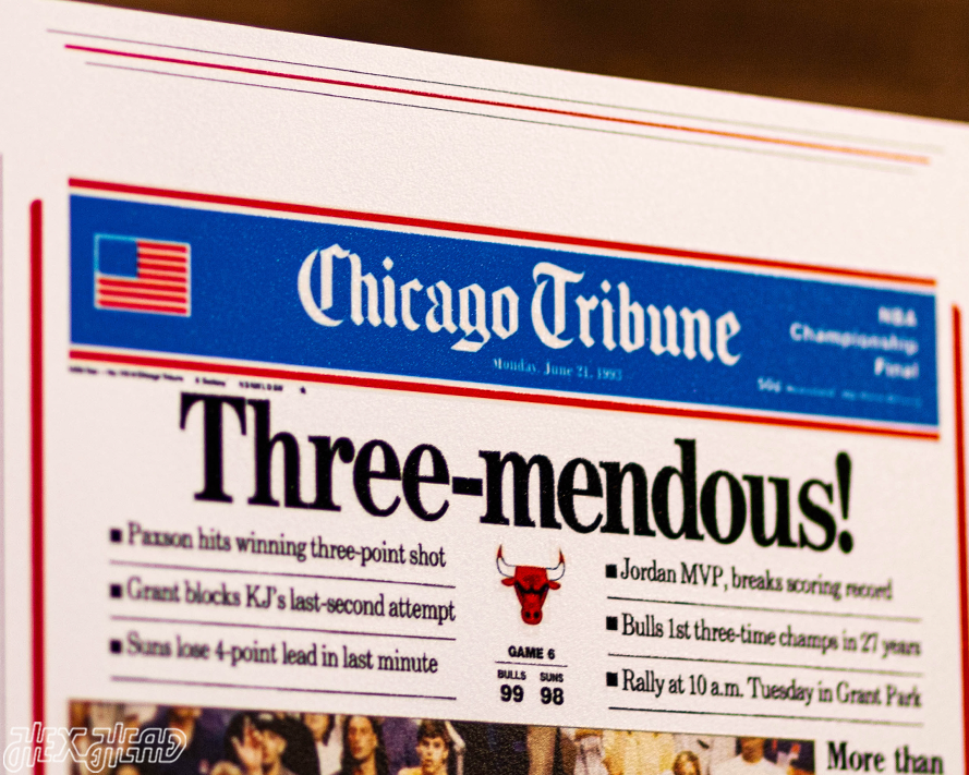 Chicago Tribune Bulls 1993 NBA FINALS Front Page - JUNE 21, 1993