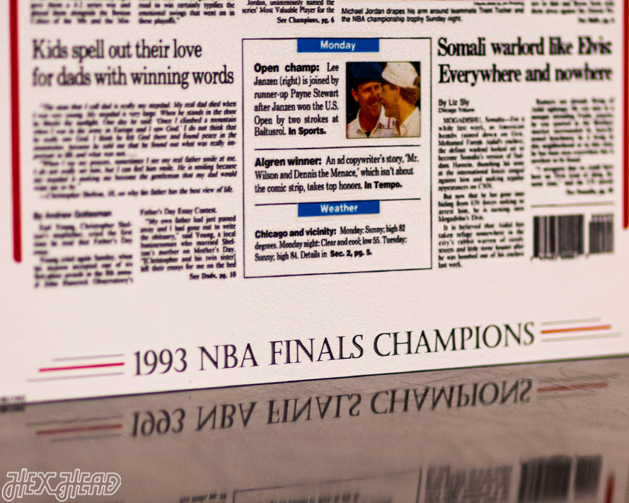 Chicago Tribune Bulls 1993 NBA FINALS Front Page - JUNE 21, 1993
