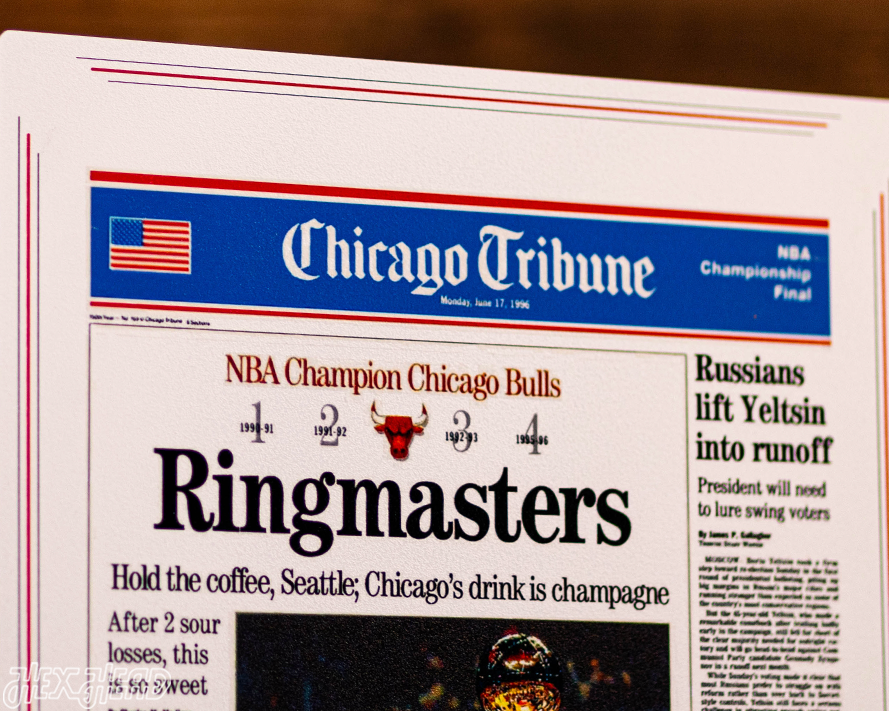 Chicago Tribune Bulls 1996 NBA FINALS Front Page - JUNE 17, 1996
