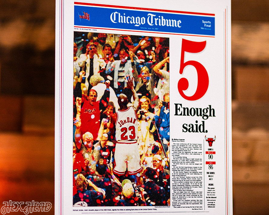 Chicago Tribune Bulls 1997 NBA FINALS Front Page - JUNE 14, 1997
