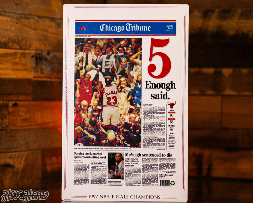 Chicago Tribune Bulls 1997 NBA FINALS Front Page - JUNE 14, 1997