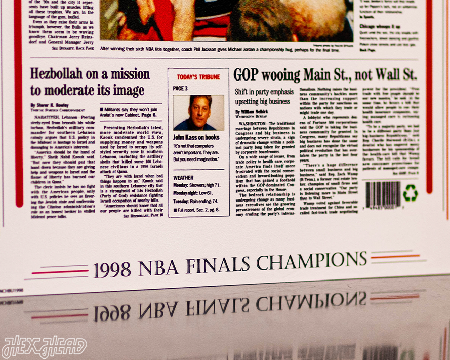 Chicago Tribune Bulls 1998 NBA FINALS Front Page - JUNE 15, 1998