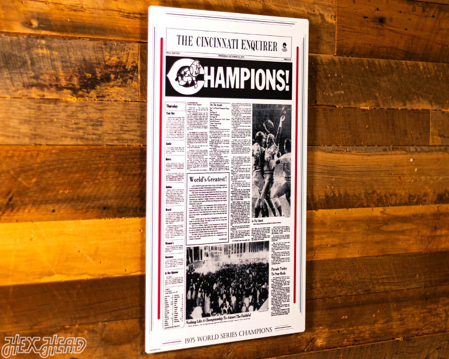 The Cincinnati Enquirer Reds 1975 WORLD SERIES Front Page - OCT 23, 1975