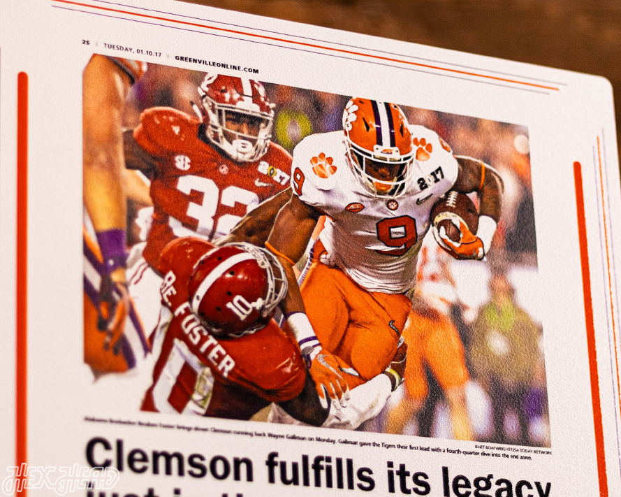 Greenville News Clemson Tigers 2016 Football National Champions Front Page - JAN 10, 2017
