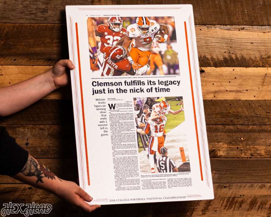 Greenville News Clemson Tigers 2016 Football National Champions Front Page - JAN 10, 2017